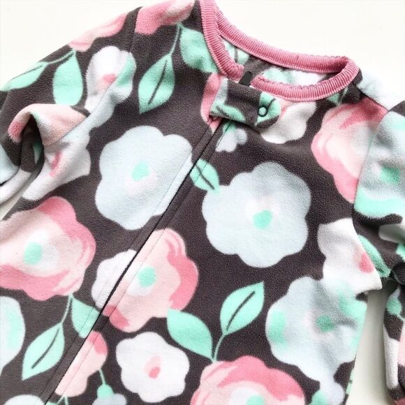 Carters floral fleece footed pajama GUC 6 months - Picture 2 of 4
